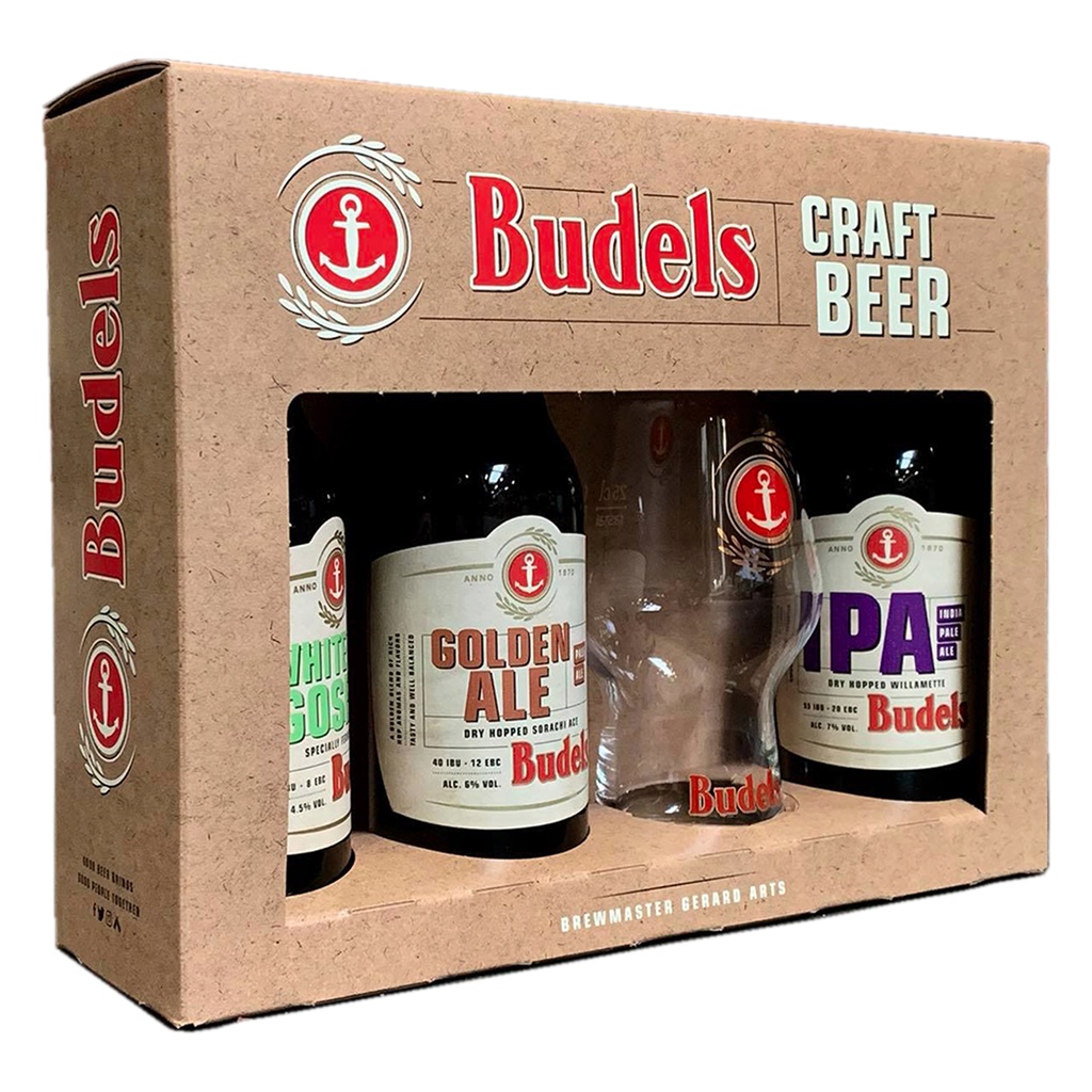 Budels - Geschenkdoos Craft + glas 3 x 30 cl    