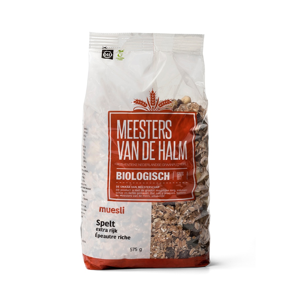 De Halm - Speltmuesli Extra Rijk 575 g BIO
