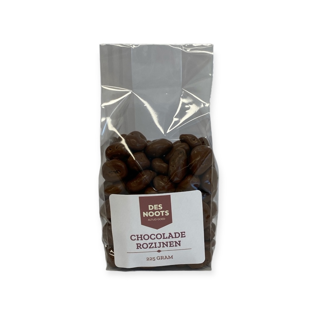 Des Noots - chocolade rozijnen 225 gr    