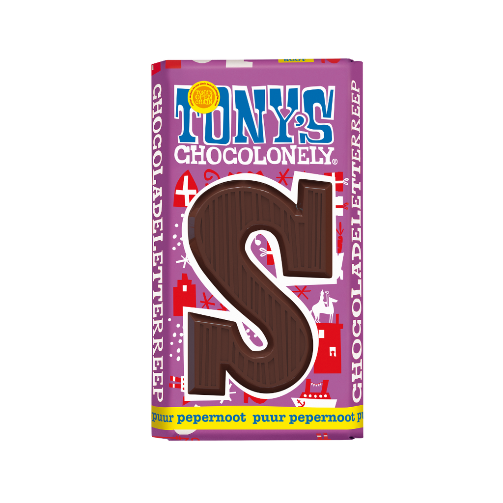 Tony's Chocolonely - Chocoladeletter Reep S Puur Pepernoot 180 g