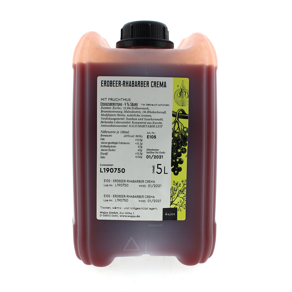 Wajos - Crema di frutta Rabarber Aardbei 5 L  