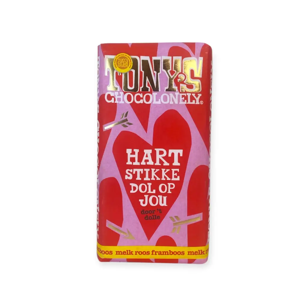 Tony's Chocolonely - Melk Roos Framboos - Hart 180 g