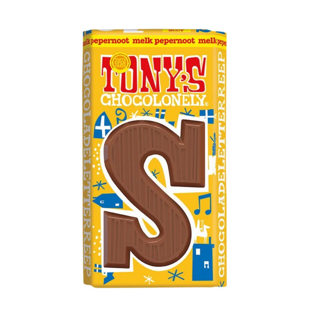 Tony's Chocolonely - Chocoladeletter Reep S Melk Pepernoot 90 g