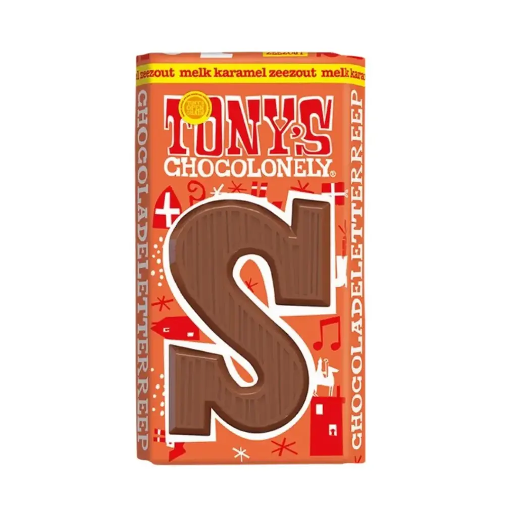 Tony's Chocolonely - Chocoladeletter Reep S Melk Karamel Zeezout 90 g 