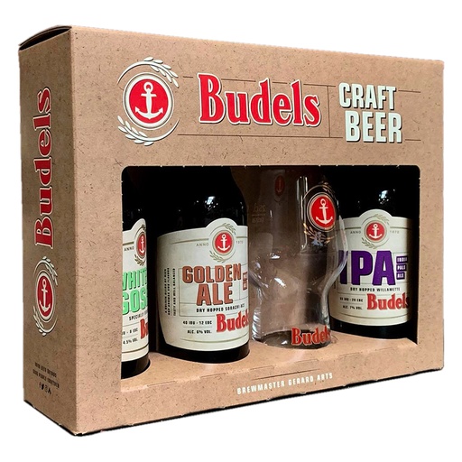 [1140] Budels - Geschenkdoos Craft 3x30cl + glas    