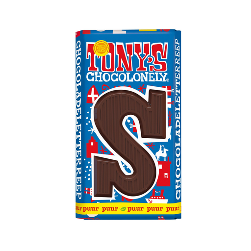 [90123] Tony's Chocolonely - Chocoladeletter Reep S Puur 180 g