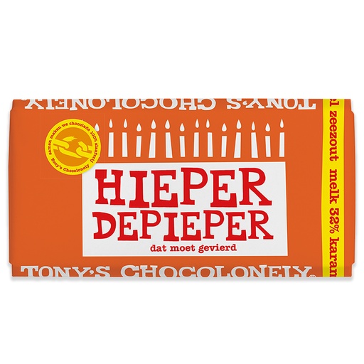 [90106] Tony's Chocolonely - Melk Karamel Zeezout Gefeliciteerd 180 g