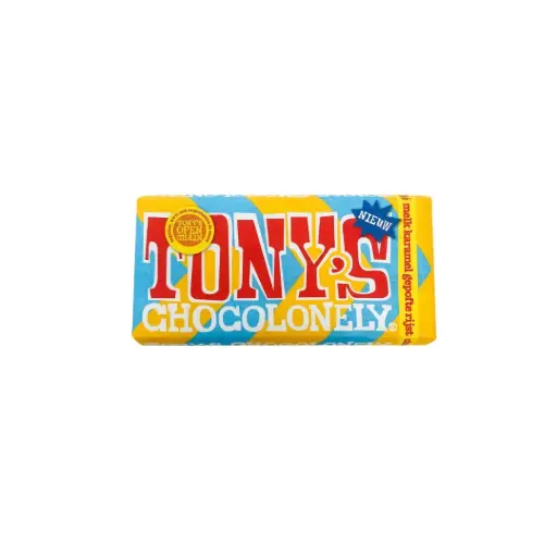 [90183] Tony's Chocolonely - Melk Karamel Gepofte Rijst 185 g