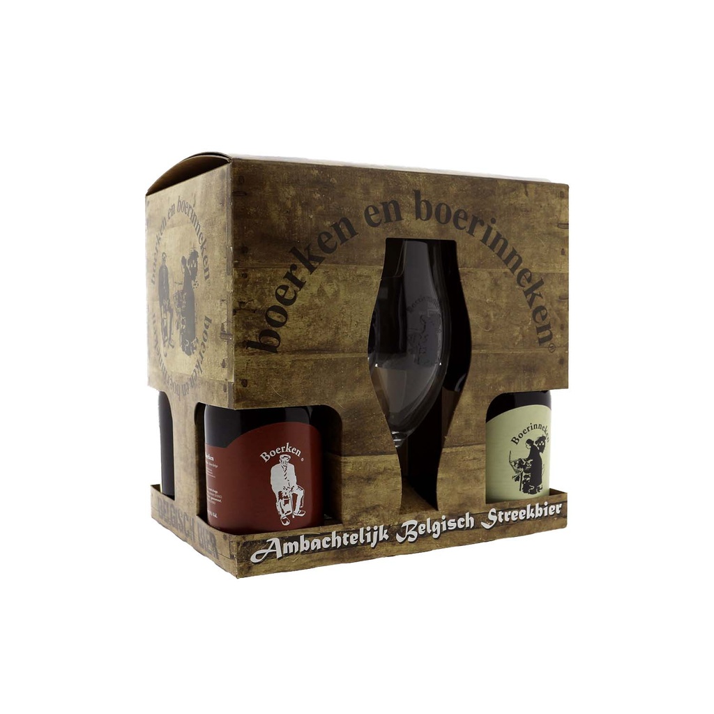Boerken - Giftpack 4 flessen + 2 glazen   