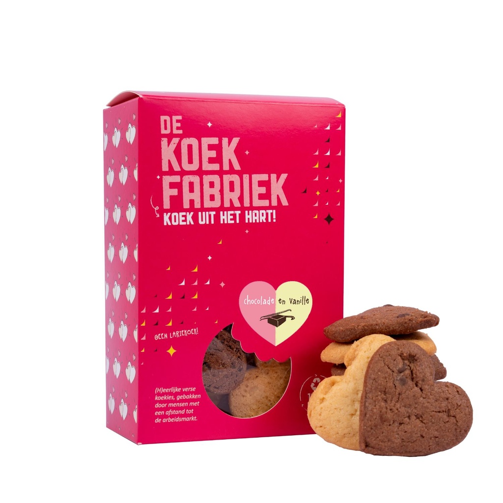 De Koekfabriek - Vanille-chocolade hartjeskoek 80 g      