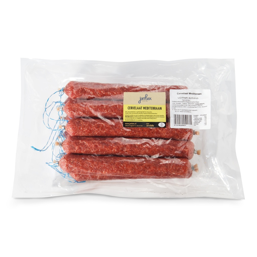 JanBax - cervelaatworst mediteraan 180 g     