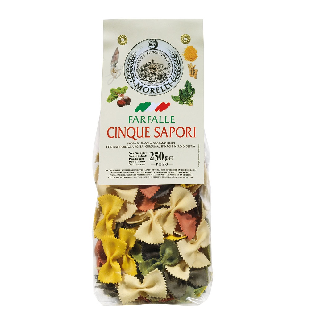Morelli - farfalle 5 colori 250 g    