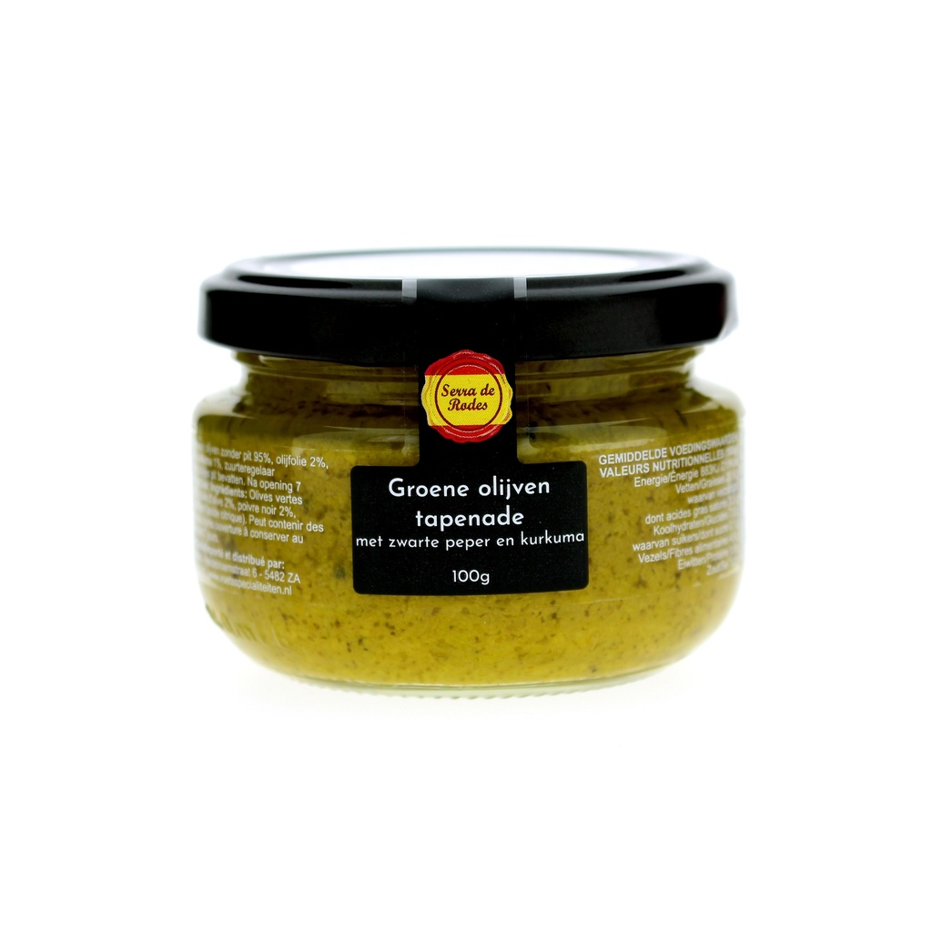 Serra de Rodes - Groene Olijven Tapenade Zwarte Peper & Kurkuma 100g   