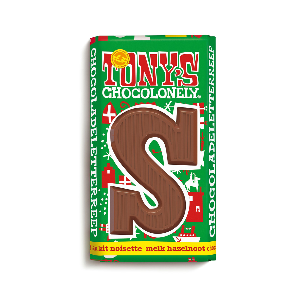 Tony's Chocolonely - Chocoladeletter Reep S Hazelnoot Melk 180 g    