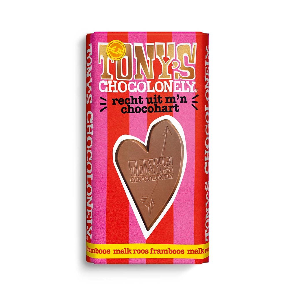 Tony's Chocolonely - Melk Roos Framb - Chocohart 180gr   