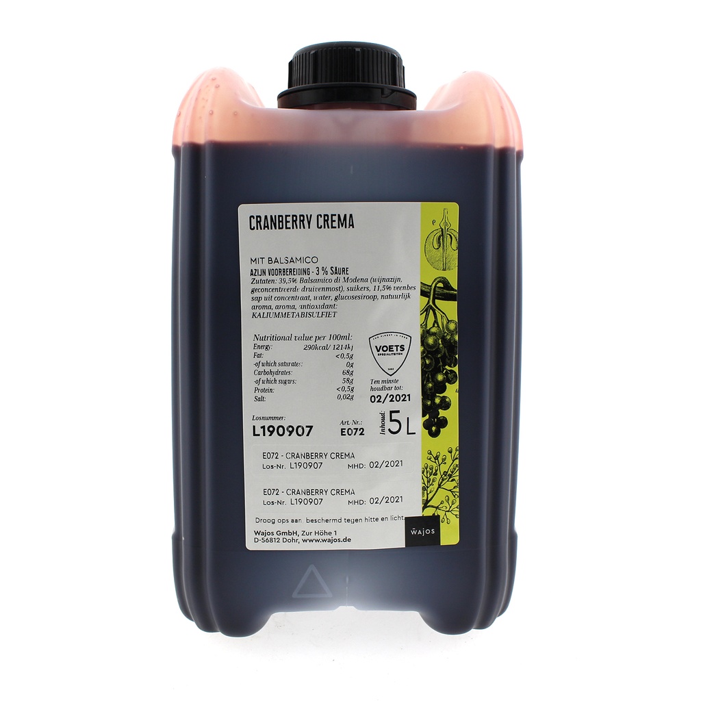 Wajos - Crema balsamico cranberry 5 ltr    