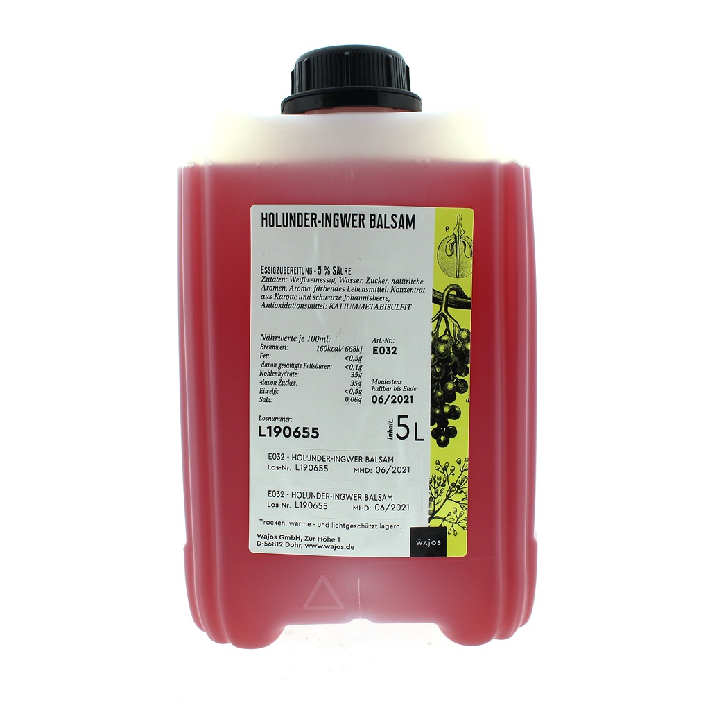 Wajos - Vlierbes-gemberazijn 5 ltr      