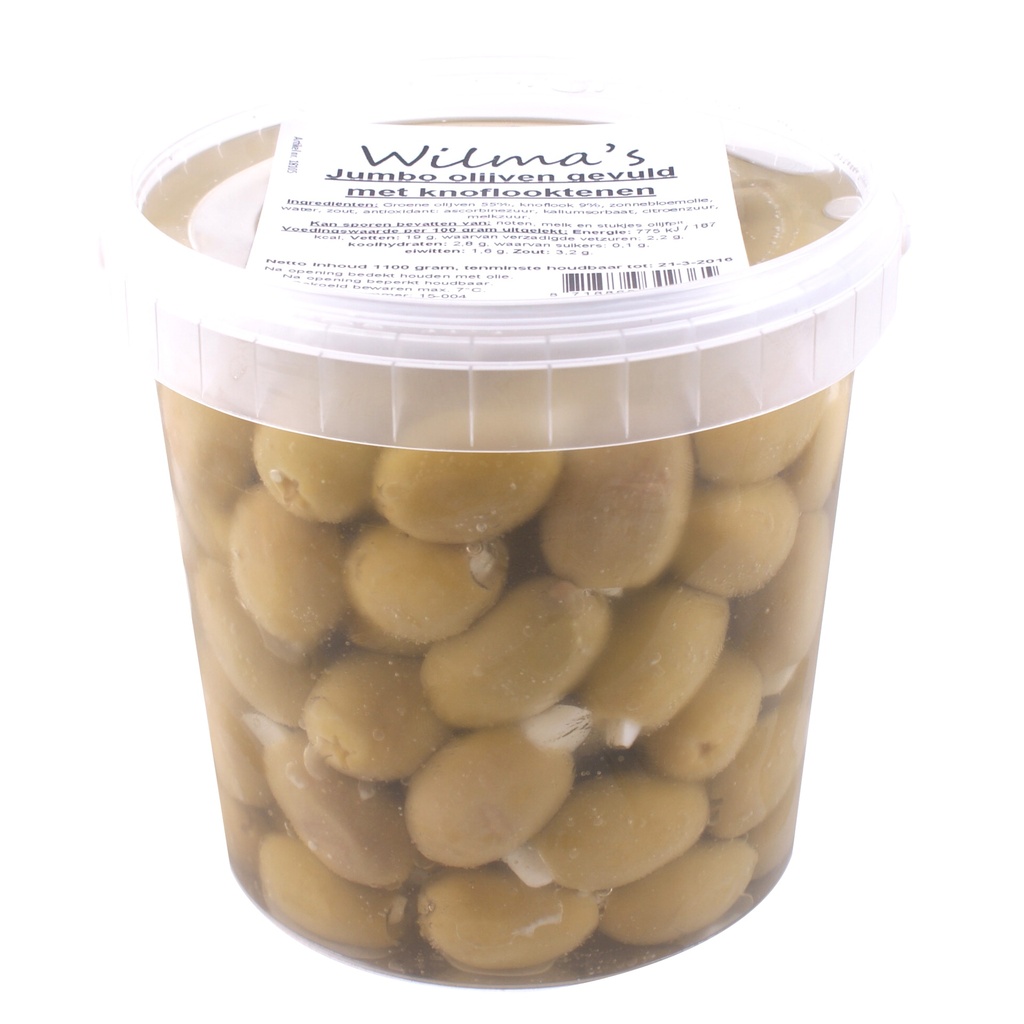 Wilma's - Jumbo Olijven Knoflook gevuld 1100 gr   