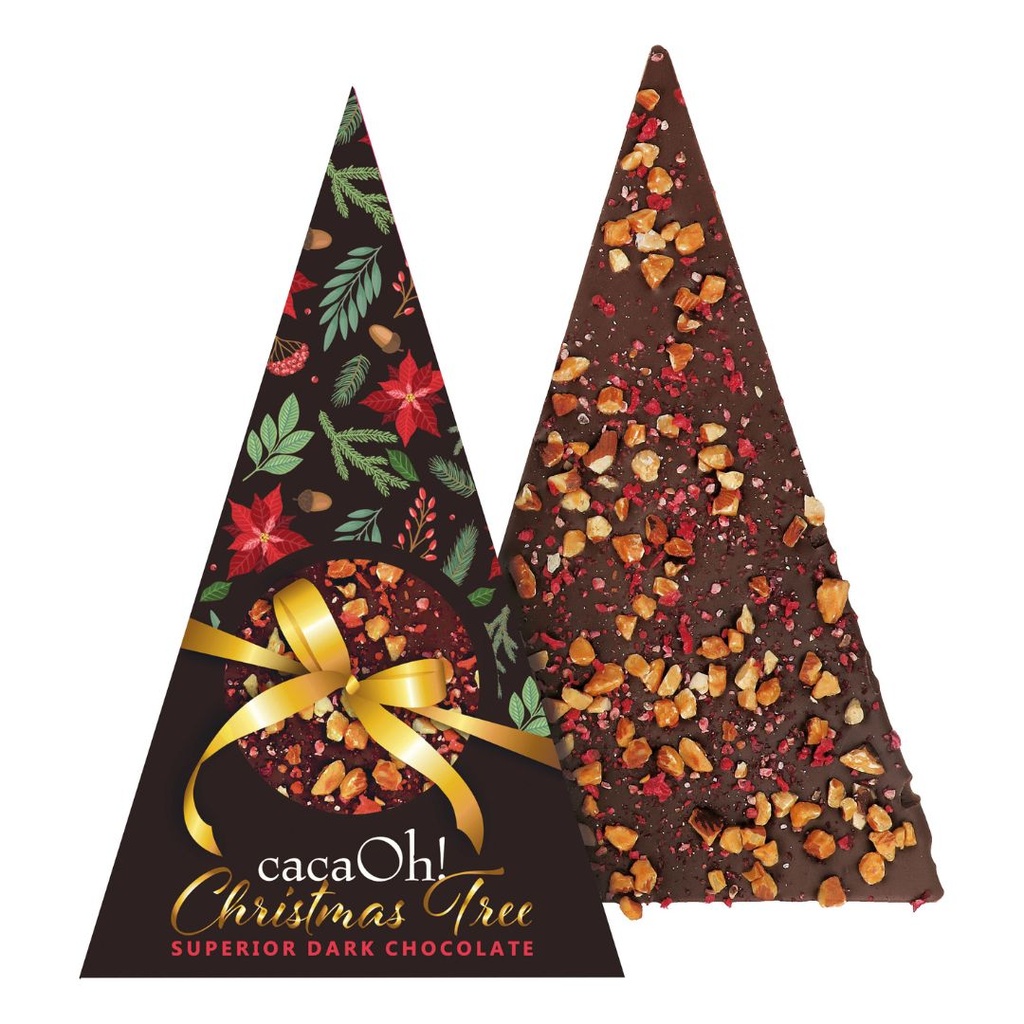 CacaOh! - Kerstboom Puur Amandel Framboos 160 g