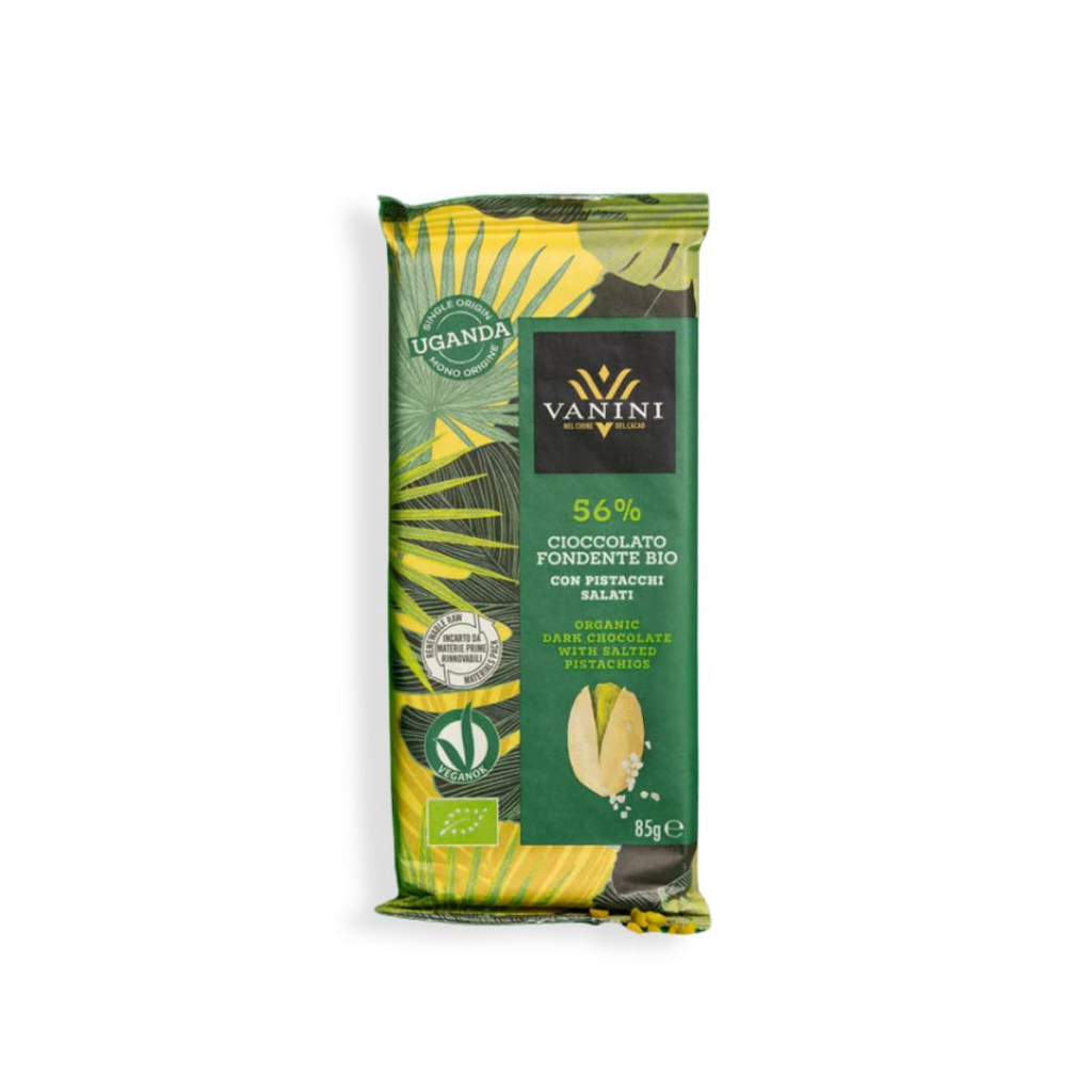 Vanini - Pure chocolade 56% met gezouten pistache BIO 85 g