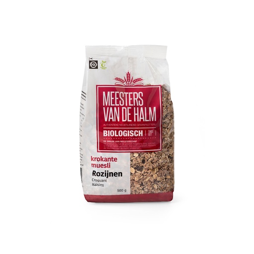 [6620] De Halm - Krokante Muesli Rozijn 500 g BIO