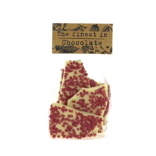 [11947] The Finest in Chocolate - Breekchoco Wit Parels. Aardb. 150g    