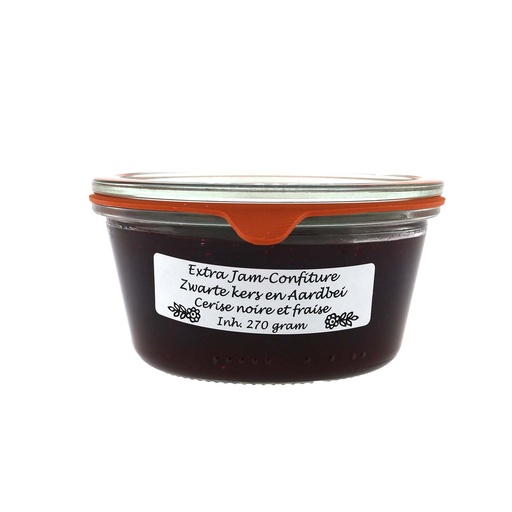 [7161] Theo van Woerkom - Extra Jam Zwarte Kers Aardb 270g   