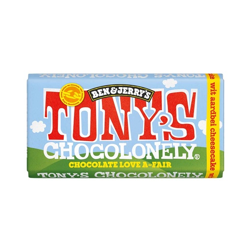 [90013] Tony's Chocolonely - Witte Choc Strawb cheesecake 180 g   
