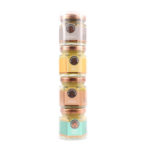 [1132] Wijndragers - Kadoverpakking div mosterd 4x45 ml     