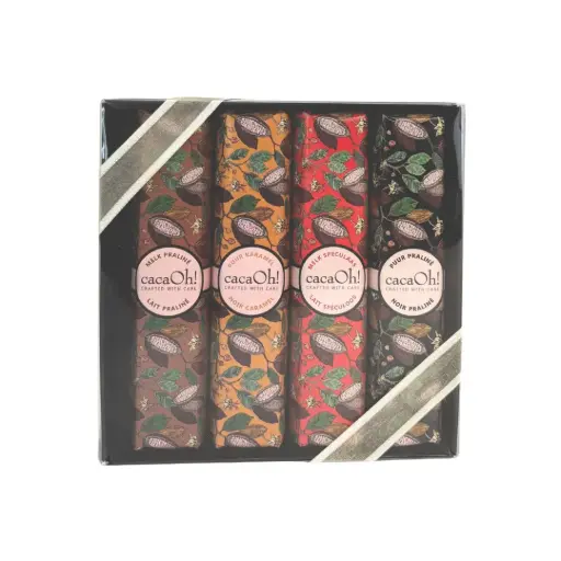 [1630] CacaOh! Giftbox 4 Gevulde Chocoladerepen 180 g